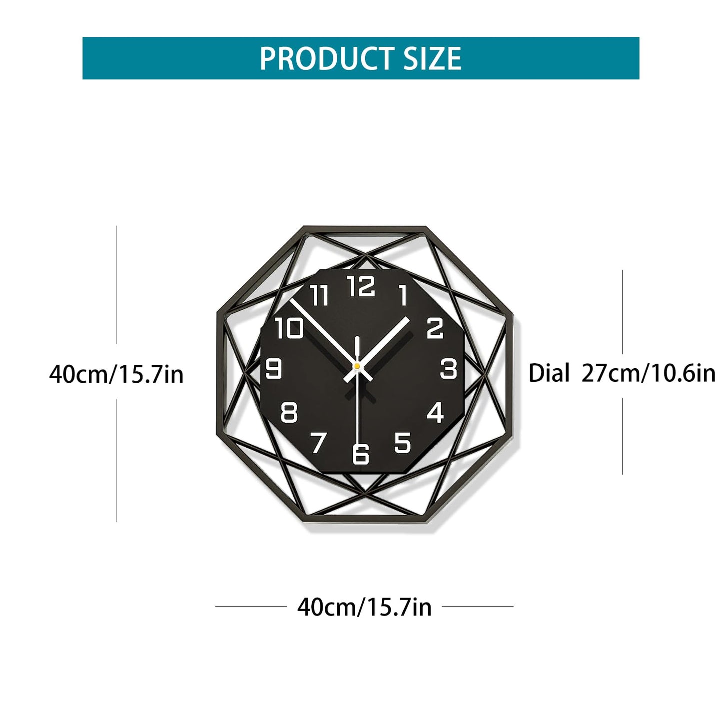 YIJIDECOR Large Wall Clocks for Living Room Decor 16 inch Silent Modern Wall Clocks Wall Clock Battery Operated Non Ticking Black Wood Decorative Clock Wall for Kitchen Bedroom Office Classroom