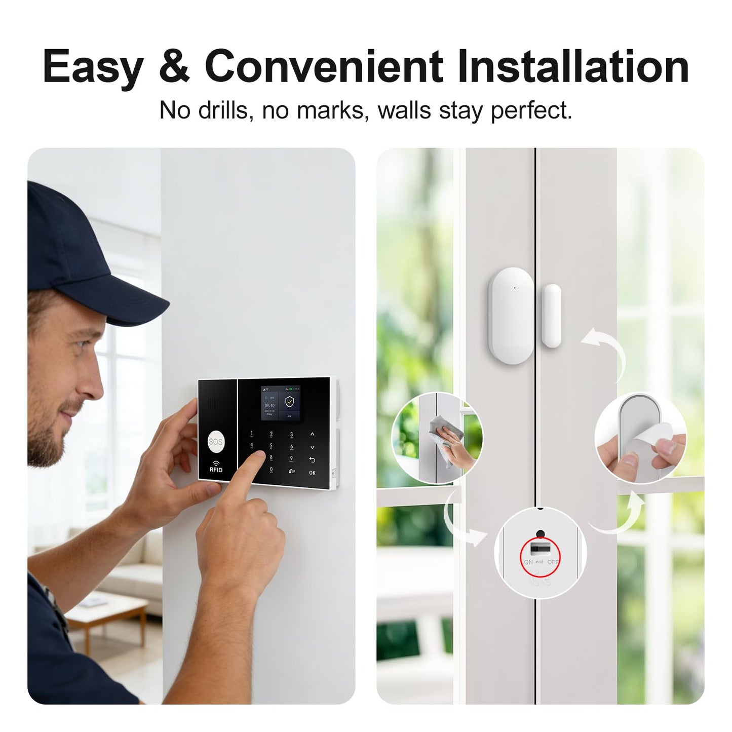 Wireless Alarm System for Home Security,24 Pcs Home Alarm System Wireless DIY Kit,WiFi+GSM/4G with Instant App Alerts NO MonthlyFees,SOS Button,App & Remote Control,Work with Alexa,for Apartment
