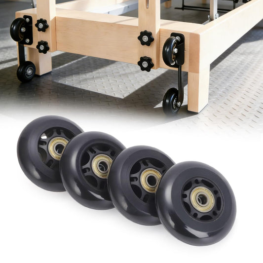 4PCS Silent Pilates Reformer Wheels PU Rollers Easy Installation, Black