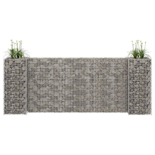 Favemtsl Gabion Planter 102.4 x 15.7 x 39.4 in Silver Steel Outdoor Raised Garden Bed Large Rectangular Metal Flower Box Weather-Resistant for Patio Backyard Garden and Terrace