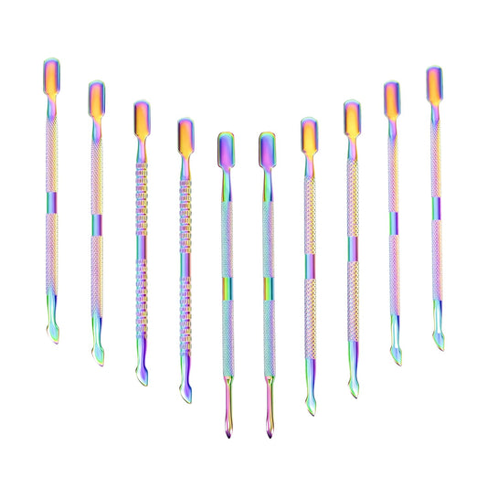 10Pcs Cuticle Pusher Remover and Cutter, Creatiee Double Ended Stainless Steel Cuticle Cleaner Nail Gel Polish Removal, Manicure Pedicure Nail Tools for Fingernails Toenails (Colorful)