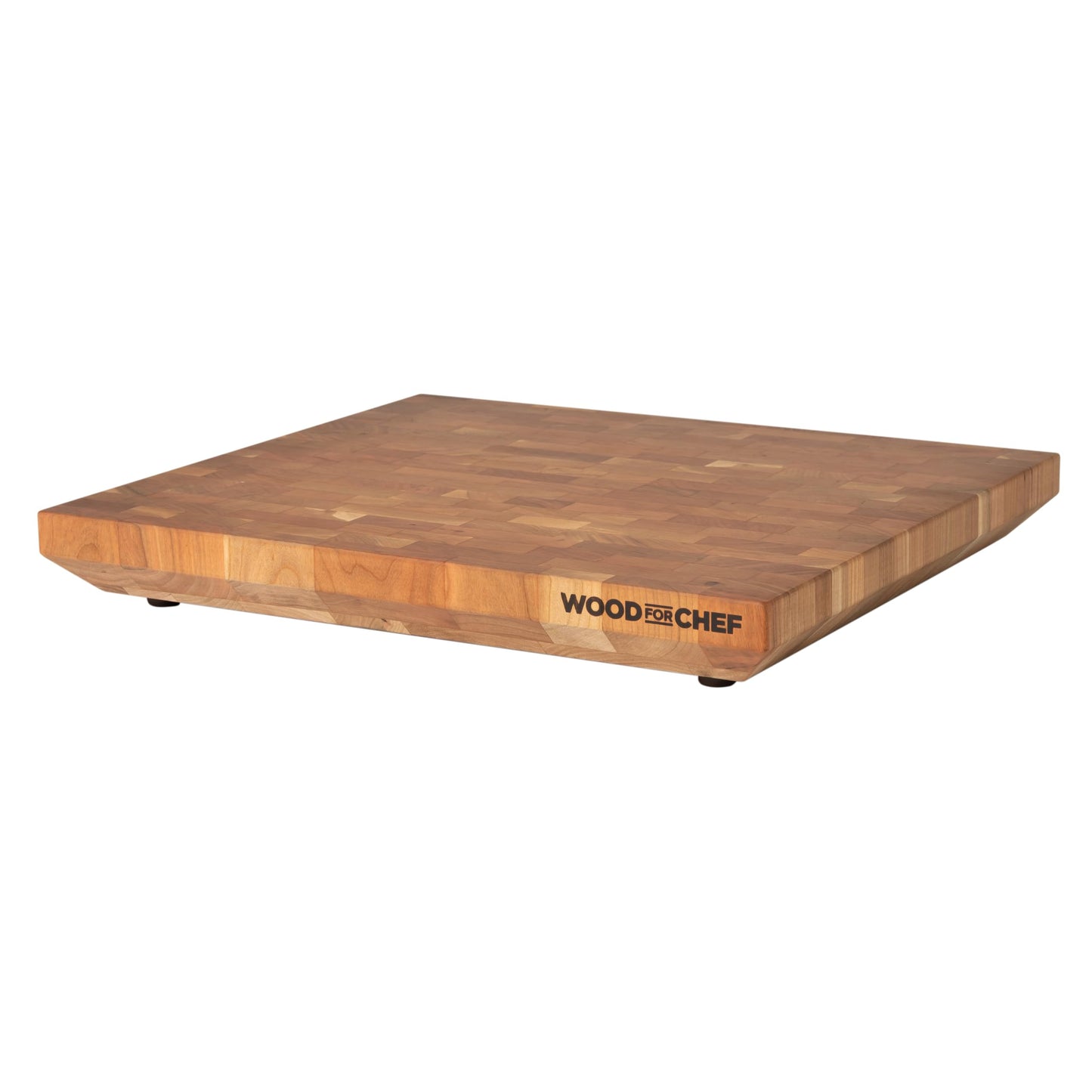 WoodForChef Heritage Cherry End Grain Board – Heavy Butcher Block Board with Feet & Mineral Oil Bottle – Foodsafe Wooden Prep Deck for Kitchen & Professional Chefs - 18x16x2 inches