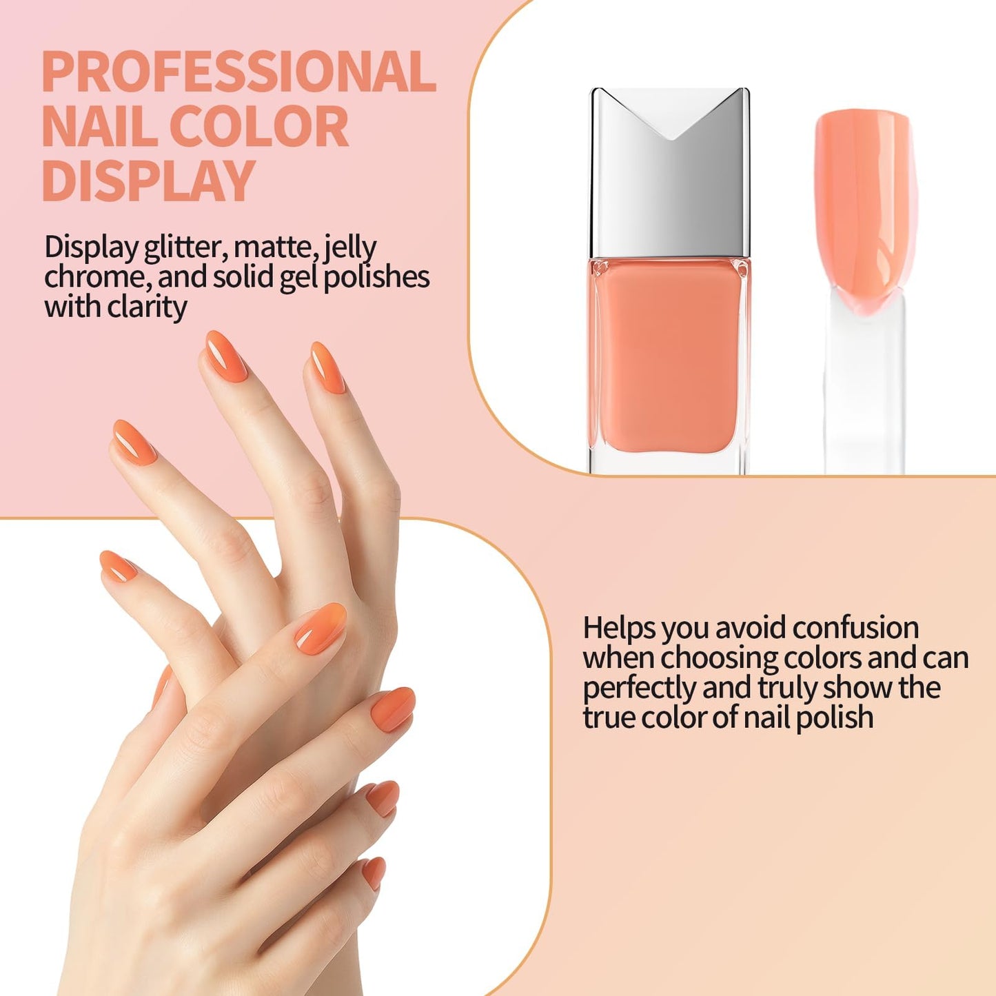 200 PCS Nail Swatch Sticks, Clear Plastic Nail Color Swatches with Metal Ring, False Fake Nail Art Tips Sticks for Gel Polish Display,Practice(Square Nail Sample Fan)
