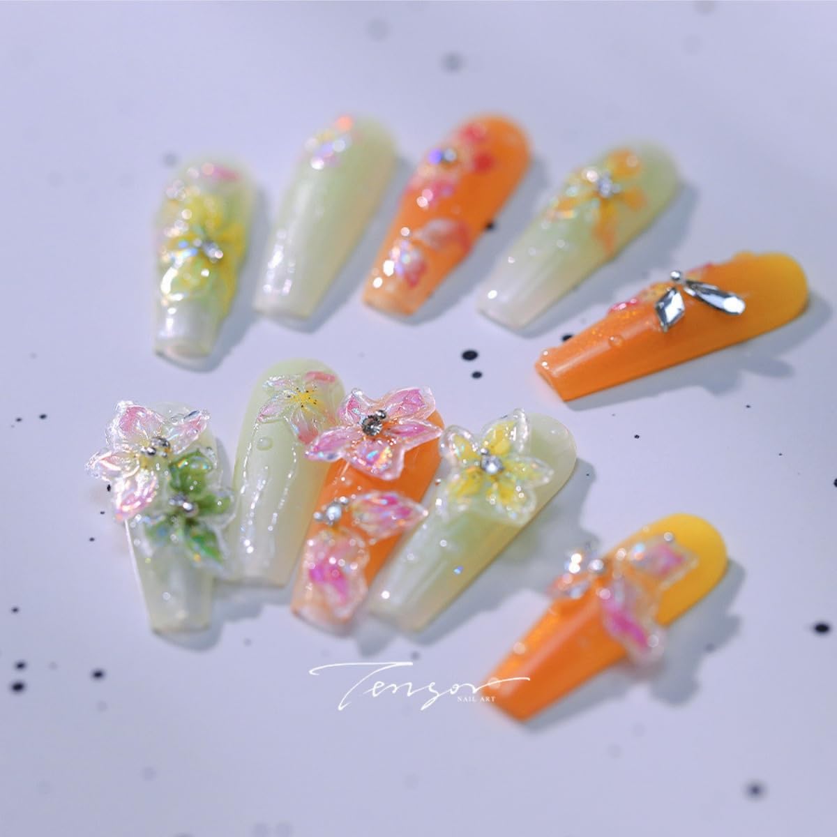 5D Embossed Flowers Nail Stickers Spring Floral Nail Art Stickers Soft Glue Nail Decals Self-Adhesive Hollow Designs DIY Manicure Decoration Nail Art Supplies for Women Girls