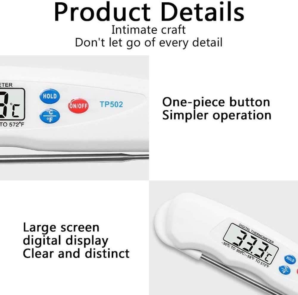 NCRD Meat Thermometer for Cooking Food Thermometer Digital Instant Read Kitchen Cooking Thermometer with Backlight LCD for Grilling/BBQ/Baking/Candy/Liquids/Oil