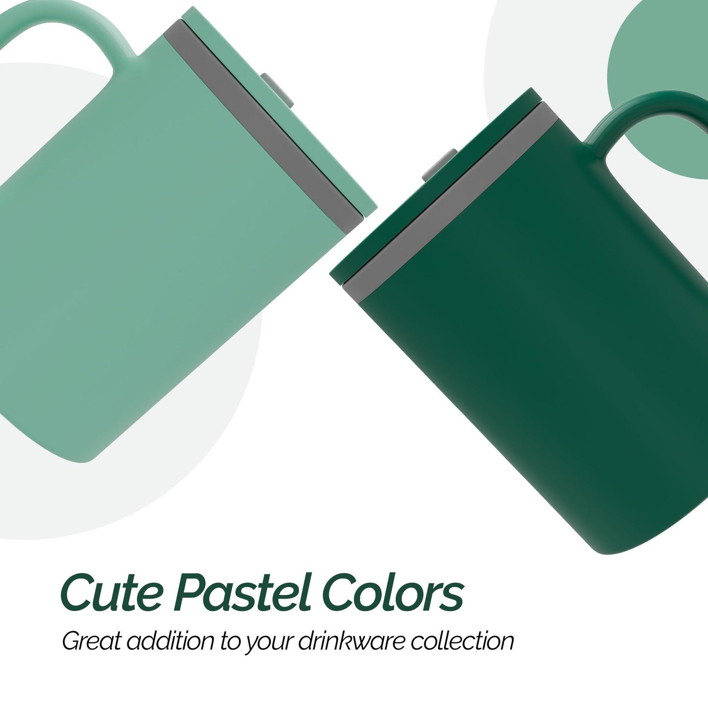 Copco Iconic 16oz Double Wall Insulated Desk Mug with Lid & Handle, Set of 2, BPA-Free Reusable Plastic, Spill-Proof, Microwave & Dishwasher Safe, Wide Mouth, Cup Holder Friendly (Green/Hunter Green)