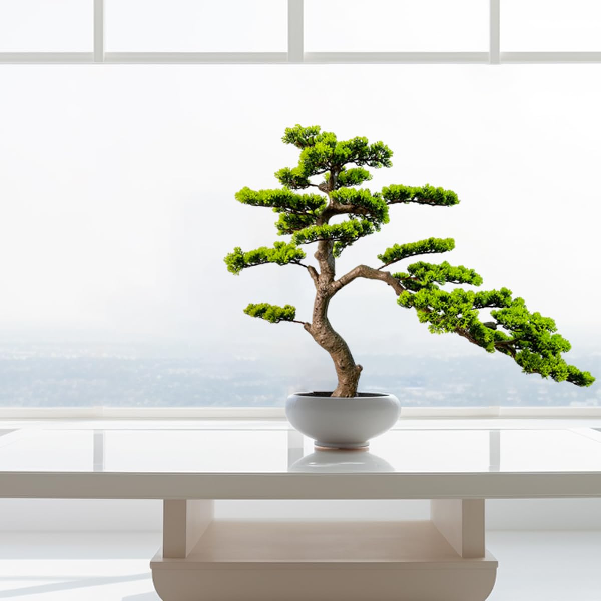 VIGGDA 3ft（36in） Artificial Bonsai Tree Juniper Faux Plants Indoor Big Fake Plants Decor with Ceramic Pots for Home Table Office Desk Shelf Bedroom Living Room Decorations (Green)