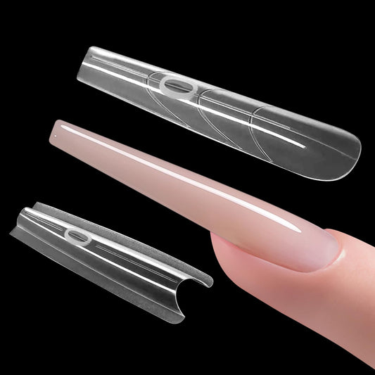 Plman 240 PCS Sandwich Nail Dual Forms, 14 Sizes Nail Tips for Builder Gel, Dual Forms for Polygel, Nail Extension for Beginner & Professional, Create Salon Quality Nail Art at Home (Trapezoidal)