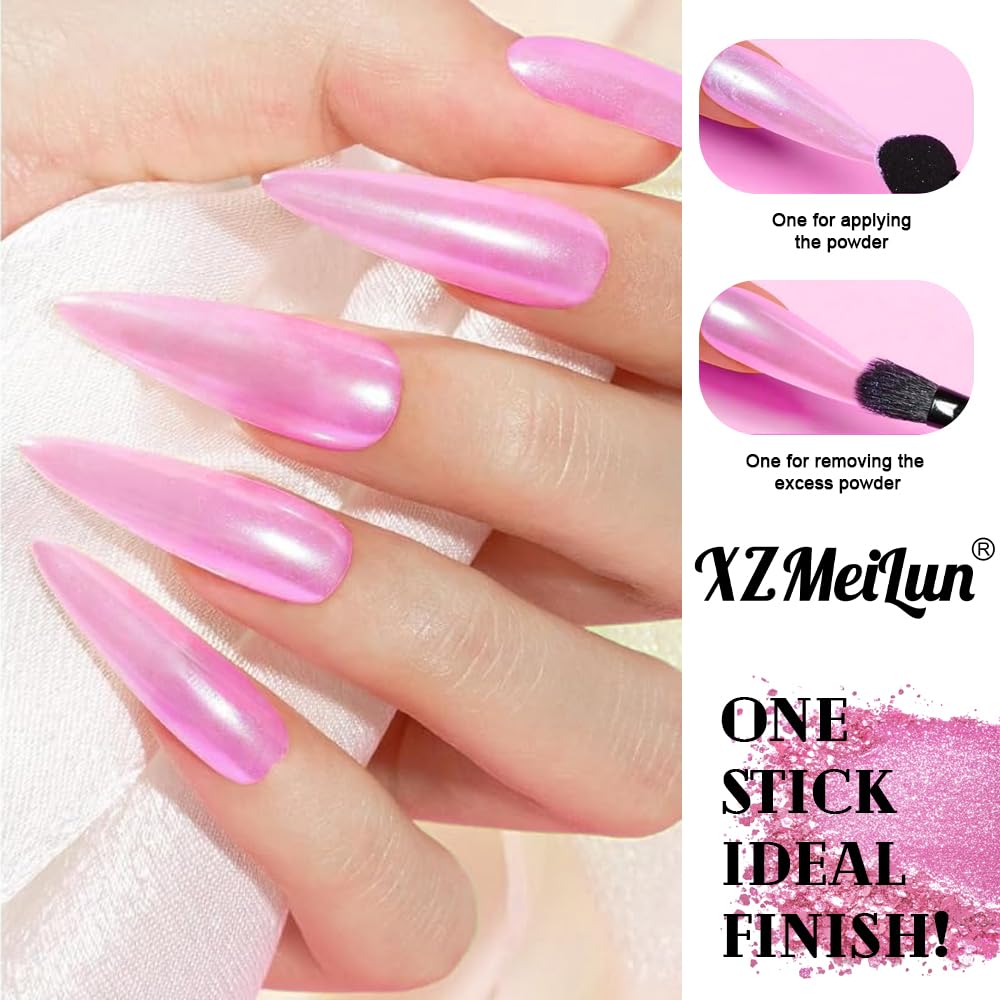 XZMeiLun Chameleon Cat Eye Nail Powder, Big-Capacity 0.8g 9D Magnetic Powder Green Turns Pink Purple Magic Mirror Effect Holographic Nail Art Glitter, Can Mixed with Builder Gel Nail Polish for Use