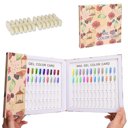 Noverlife 120 Nail Colors Display Book with 120 False Nail Tips, Nail Gel Polish Display Chart, Manicure Salon Studio Nail Art Samples Color Swatches Cardboard Nail Design Showcase