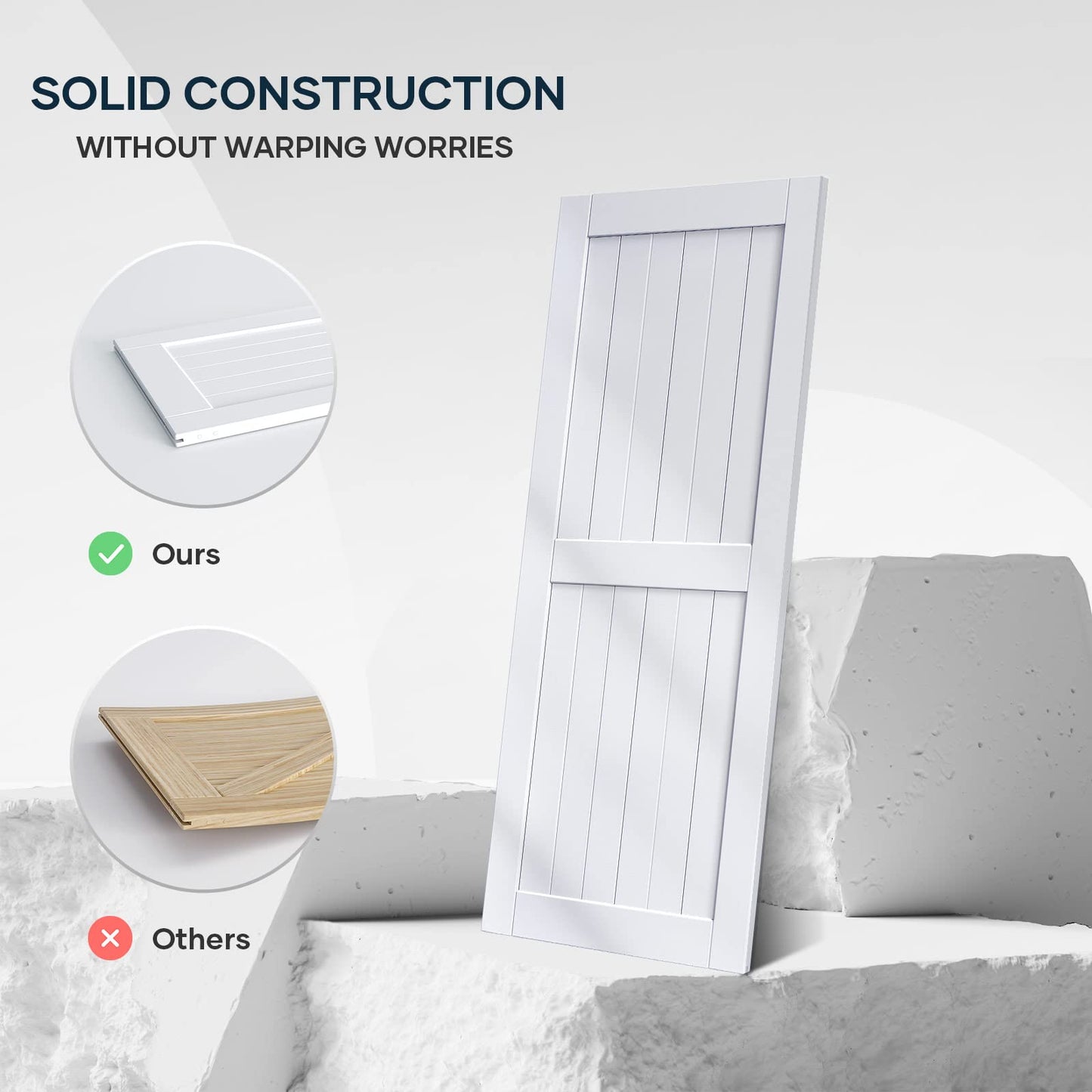 EaseLife 36 x 80 inch White Barn Door with 6.6FT Sliding Door Hardware Kit Included & Handle,Solid Wood Covered with Waterproof PVC Surface,DIY Assemblely,Easy Install,H-Frame,Fit 32-34in Wide Opening