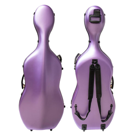 ZerHoc 4/4 Full Size Cello Case Strong Carbon Fiber Hard Shell Cello Box Lightweight with Wheels and Backpack, Sturdy, Portable and Waterproof(Color:Purple)