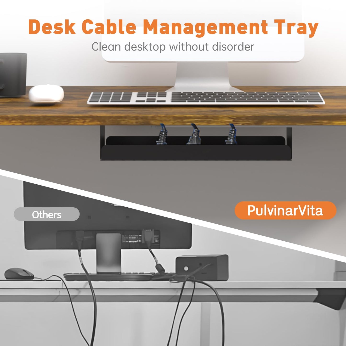 PulvinarVita Dual Motor Standing Desk Frame, Ergonomic Stand Up Desk Base Workstation with Cable Management Tray, Headphone Hook for Home Office