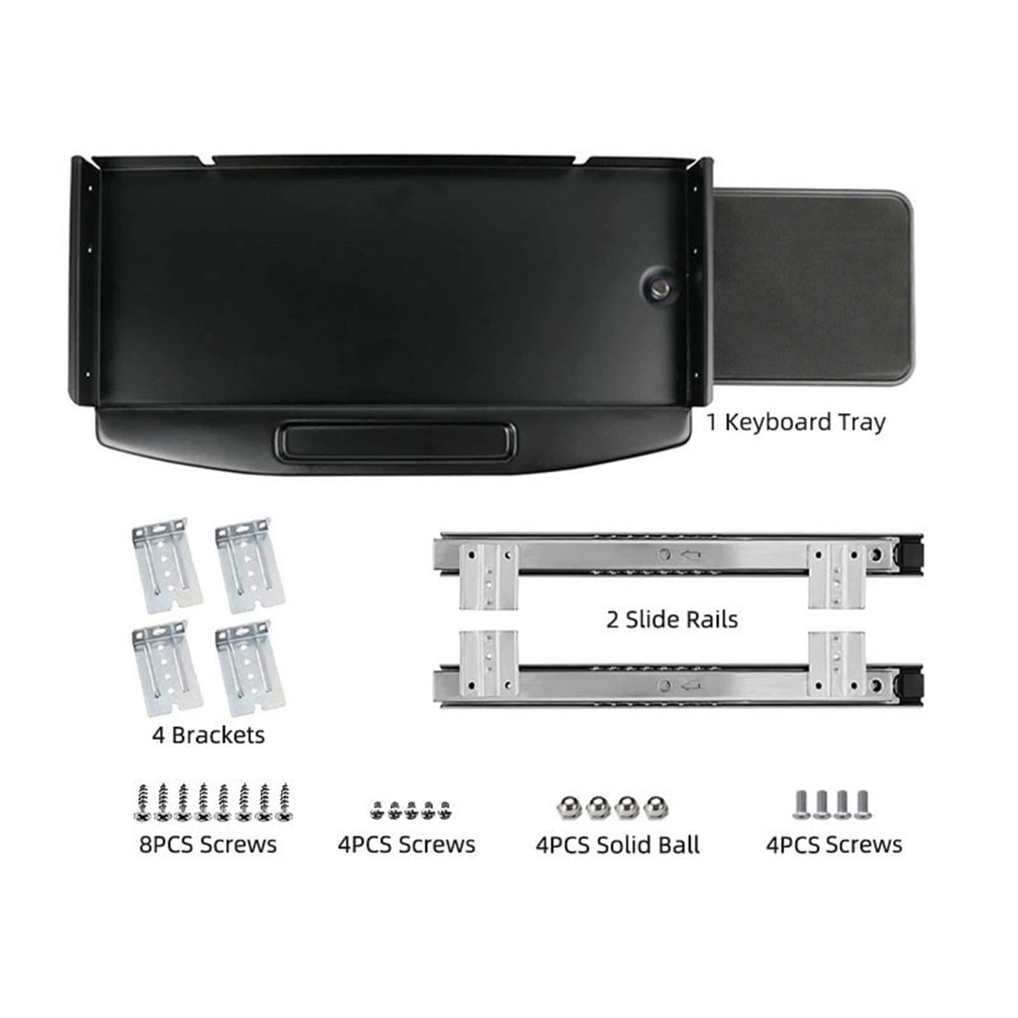 Solid Steel Under Desk Keyboard Tray Slide Out with 360° Rotating Mouse Platform,Keyboard Shelf Sliding,Under Desk Mounted Keyboard Holder,Under Desk Keyboard Drawer 28"Lx11"W