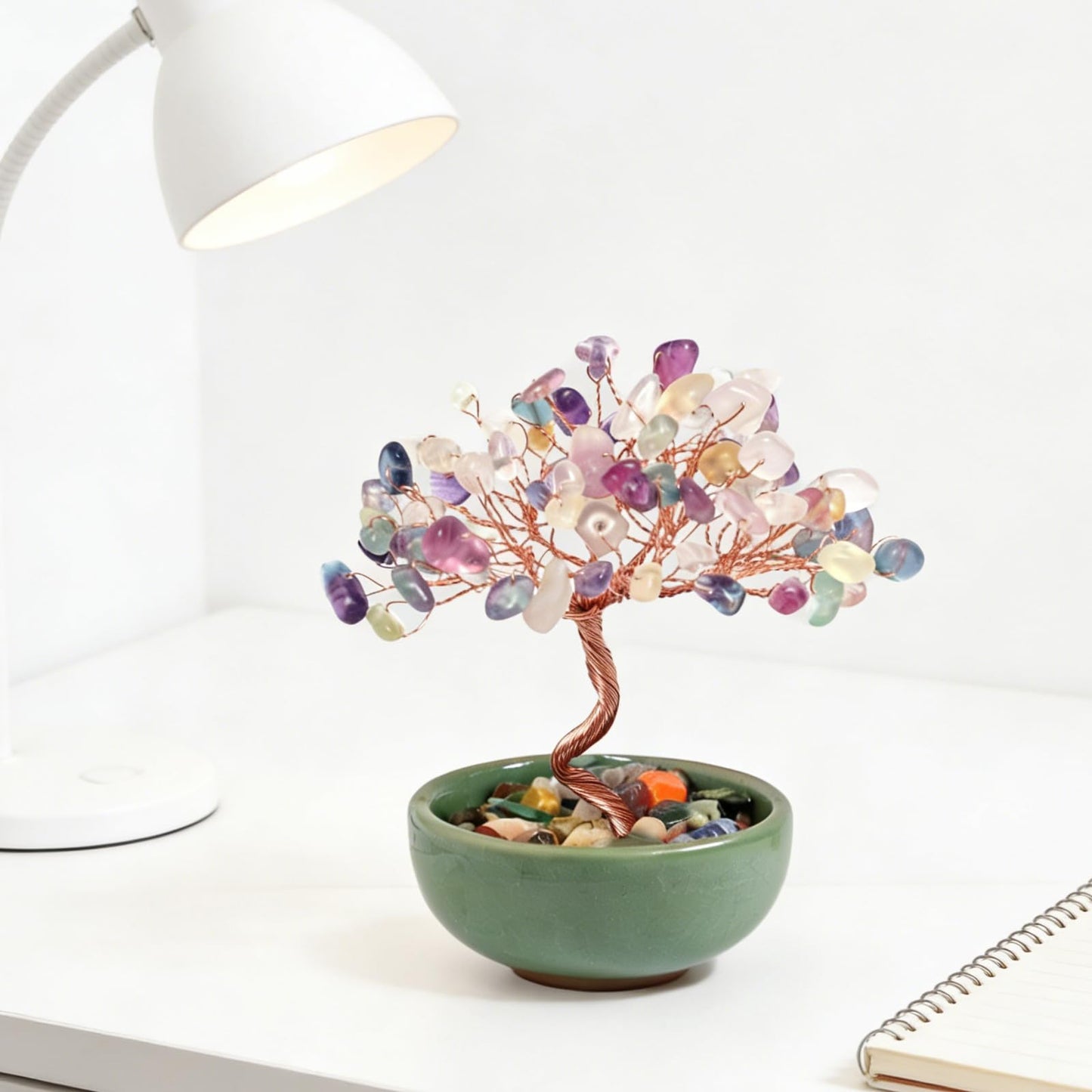 Fsfsdg Tree of Life Natural Crystal Tree Healing Gemstone Bonsai Home Decor Spiritual Decor for Offices