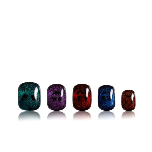 LOVFUL Press on Nails Spectral Jack-o'-lantern| Handmade with Full Covered Crystals | Reusable Fake Nails | Square Short 0.8 in | H336-M