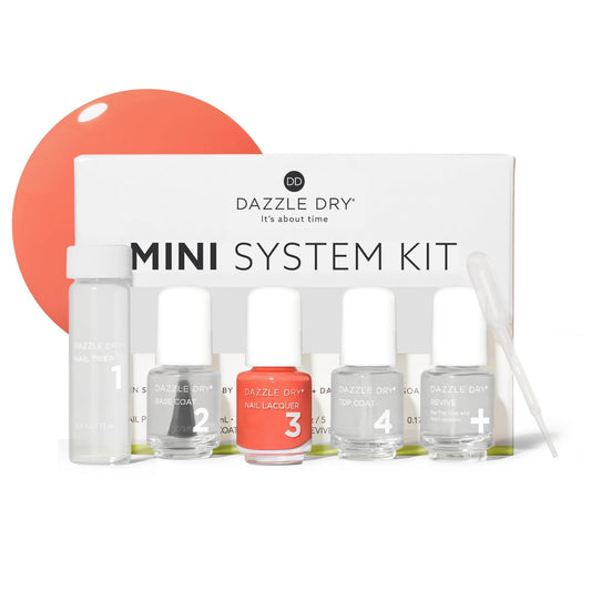Dazzle Dry Mini Kit 4 Step System - Oh My!, a bright melon full coverage cream. Full coverage cream. (5 Piece Kit / 5 Manicures)