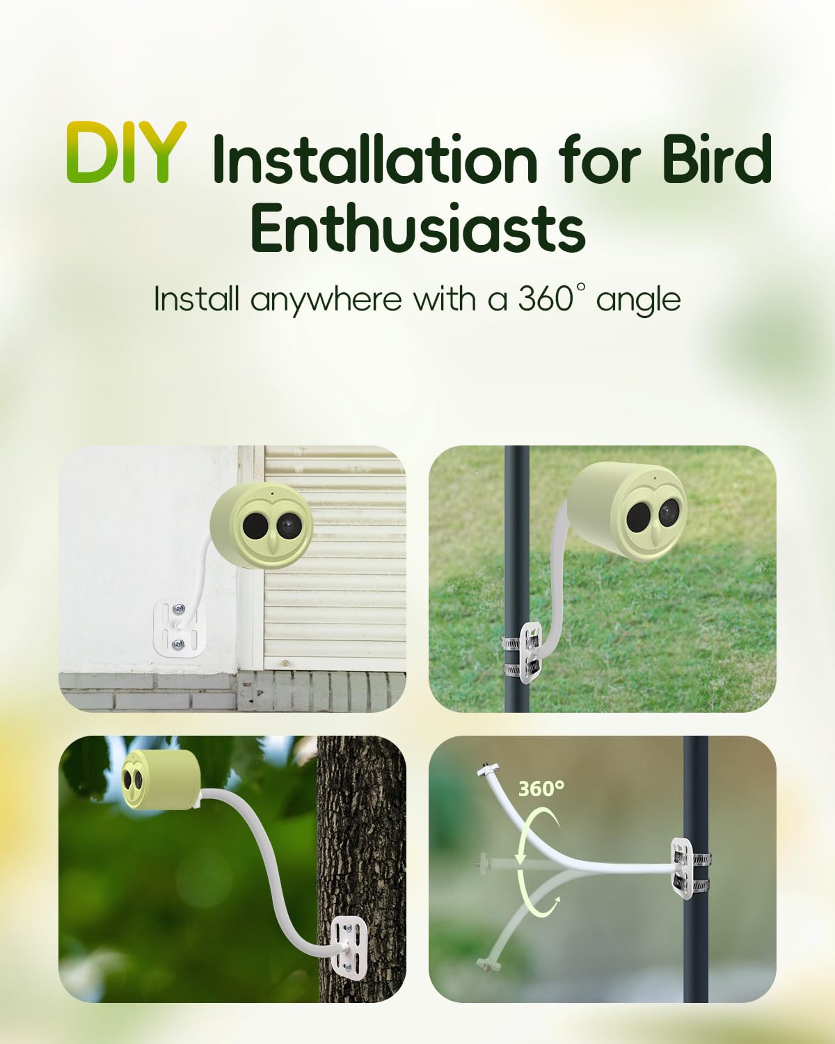 Hibird 4K HD Smart Bird Feeder Camera, 2.4G/5G Dual WiFi Wireless Outdoor, 6X Slow Motion Auto Bird Video Capture, Instant Notifications, AI Identify 10000+ Species for Everyone