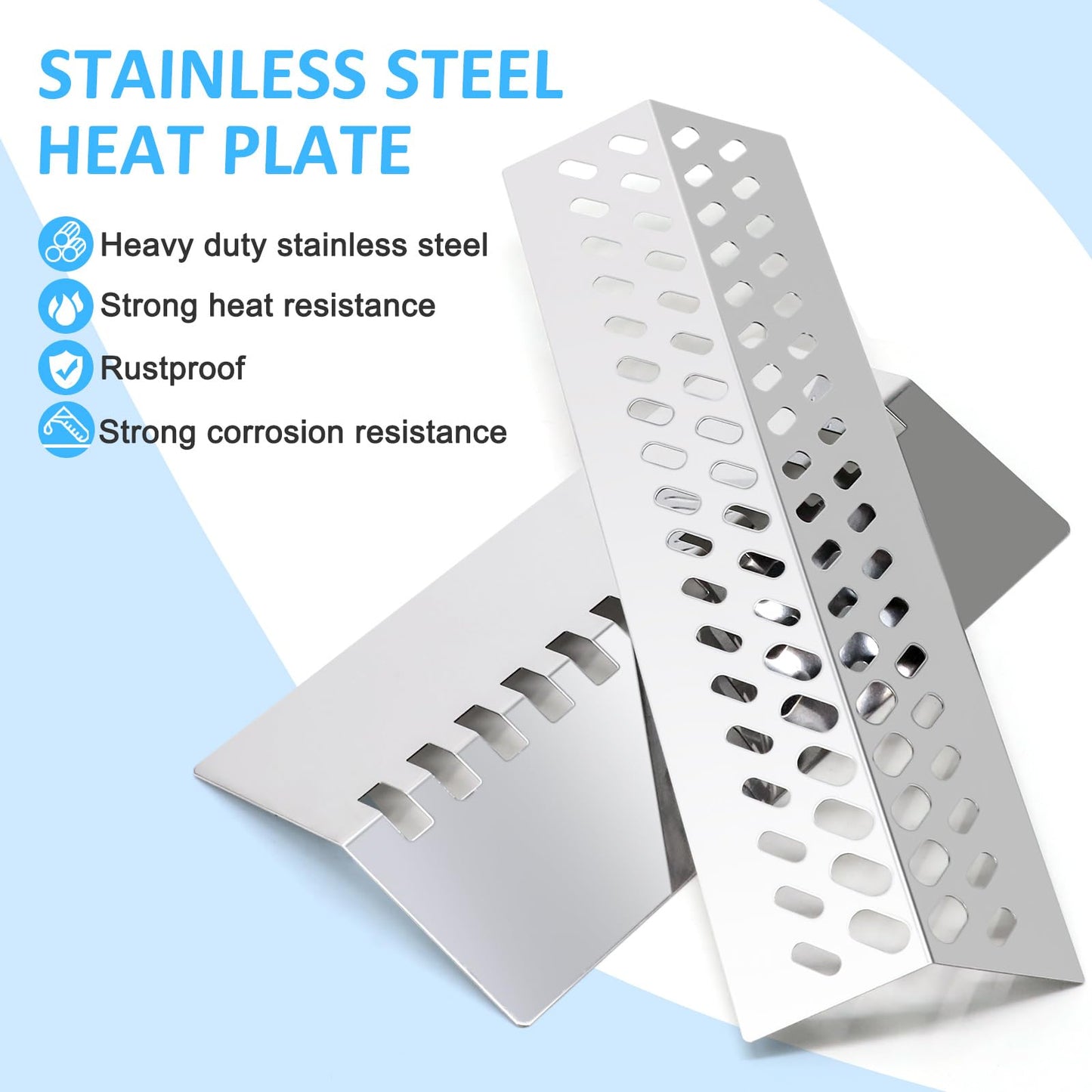 Adviace Grill Replacement Parts for Bull 57568 57569 BBQ Grill, 16521 16631 Flame Tamer 16670 16520 Heat Shield & 35717 16516 Grill Burner for Bull Brahma Grills