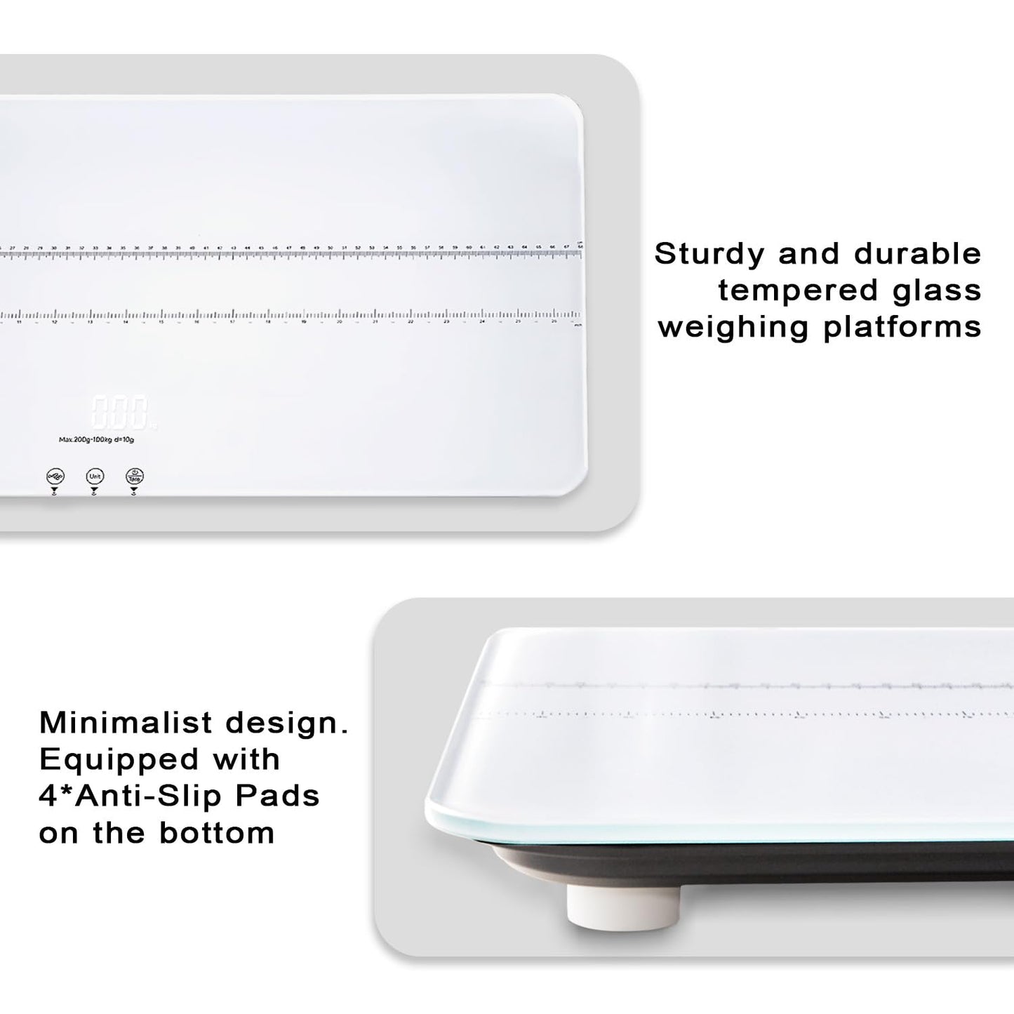 UNIWEIGH Digital Pet Scale 220lbs x10g Accuracy,Dog/Cat Animal Scales with 3 Weighing Units/Tare/Hold Function,Baby Scale for Pets,Tempered Glass Material,USB Charging,Large LED Platform Scale,White