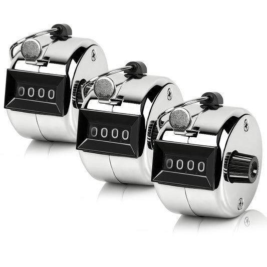 yirgnzu 3 Pack Clicker Counter, 4-Digit Metal Hand Counter clicker, Mechanical Pitch Counter, Tally Counter for Coaching, Knitting, Fishing, Lap, Golf
