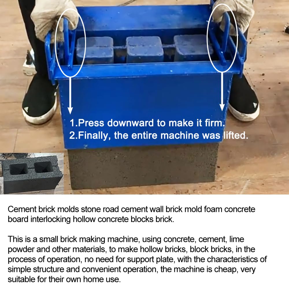 INTBUYING Concrete Brick Making Machine, Manual Hollow Soil Block Brick Forming Machine 220V, Brick Size 15.3X7.7X7.4inch（390x190x190mm）