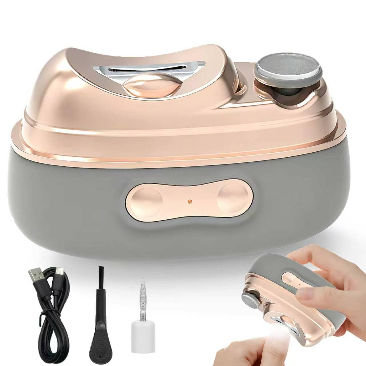 4 in 1 Electric Nail Clipper, Automatic Nail Clipper with 2 Polisher & UV Light, Rechargeable Nail Trimmer with LED Light & Nail Scraps Storage, Ideal Electric Nail Clippers for Seniors, Adult