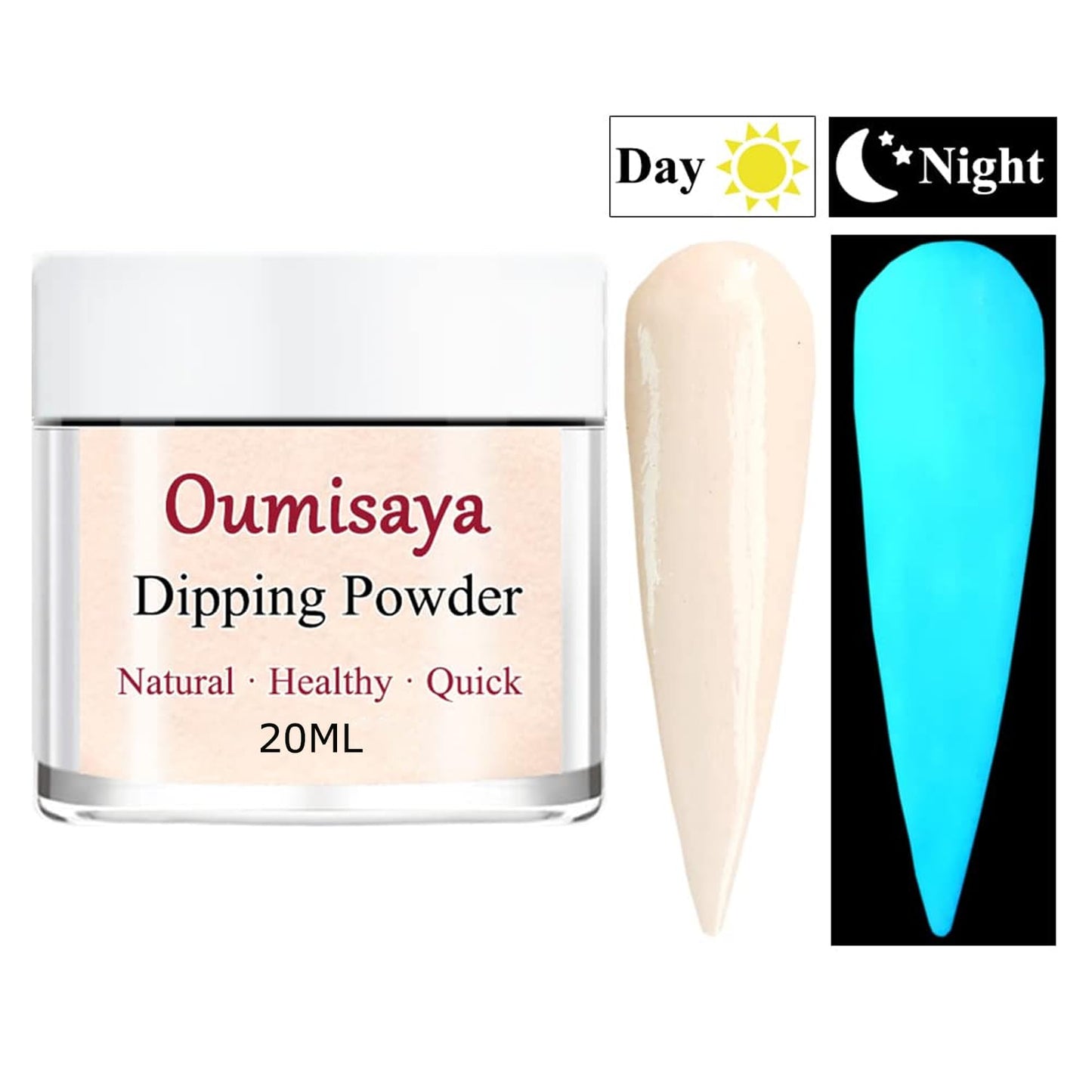 OUMISAYA Glow in the Dark Dip Powder Nail Kit 8 Colors Starter Set Clear Pink White French Nail Collection (Dip Liquid Set Not Included)