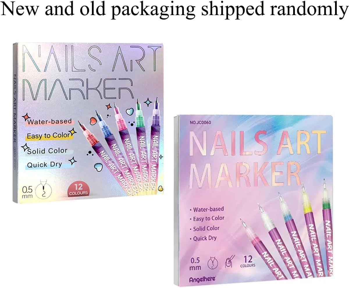 DIY Nail Art Design Tools, 12 Colors Nail Art Pens Set, Professional Nail Art Marker Pens for 3D Painting and Dotting