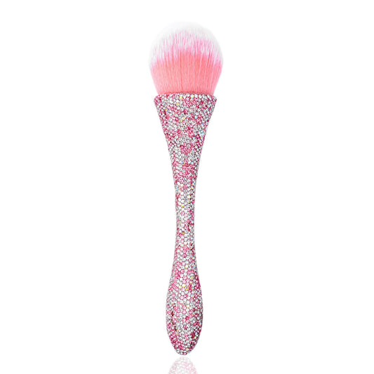 SILPECWEE 1pc Pink Nail Brush for Cleaning Fingernails, Nail Dust Powder Remover Brushes, Soft Nail Art Brush Inlaid Clear Crystal Acrylic Nail Brush Cleaner Makeup Tool