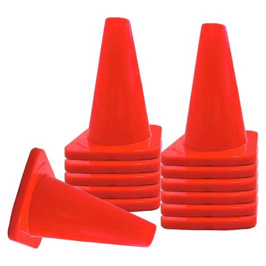 Versatyle 9in Heavy Duty Agility Training Cones for Soccer, Football, Basketball & Sports Drills, Flexible Motorcycle & Traffic Training Cones, Durable, Versatile, High Visibility (Set of 12, Orange)