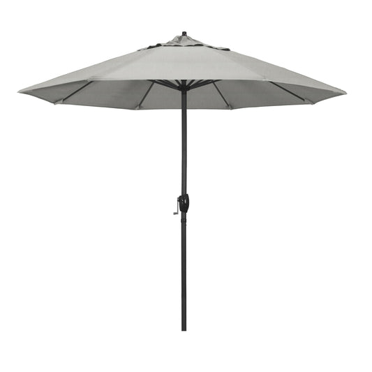 California Umbrella 12-Year Protection 9' Rd Aluminum Patio Umbrella, Crank Lift, Auto Tilt, Black Finish, Sunbrella Granite