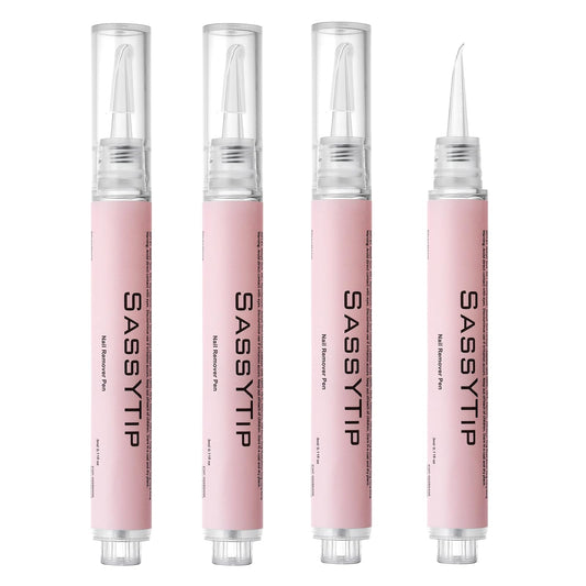 SASSYTIP Nail Glue Remover Pen for Press On Nails,Nail Polish Remover Click & Remove Design, Acetone-Free Gentle Formula for Fake Nails & Nail Glue, 0.11 fl.oz. (4 PCS)