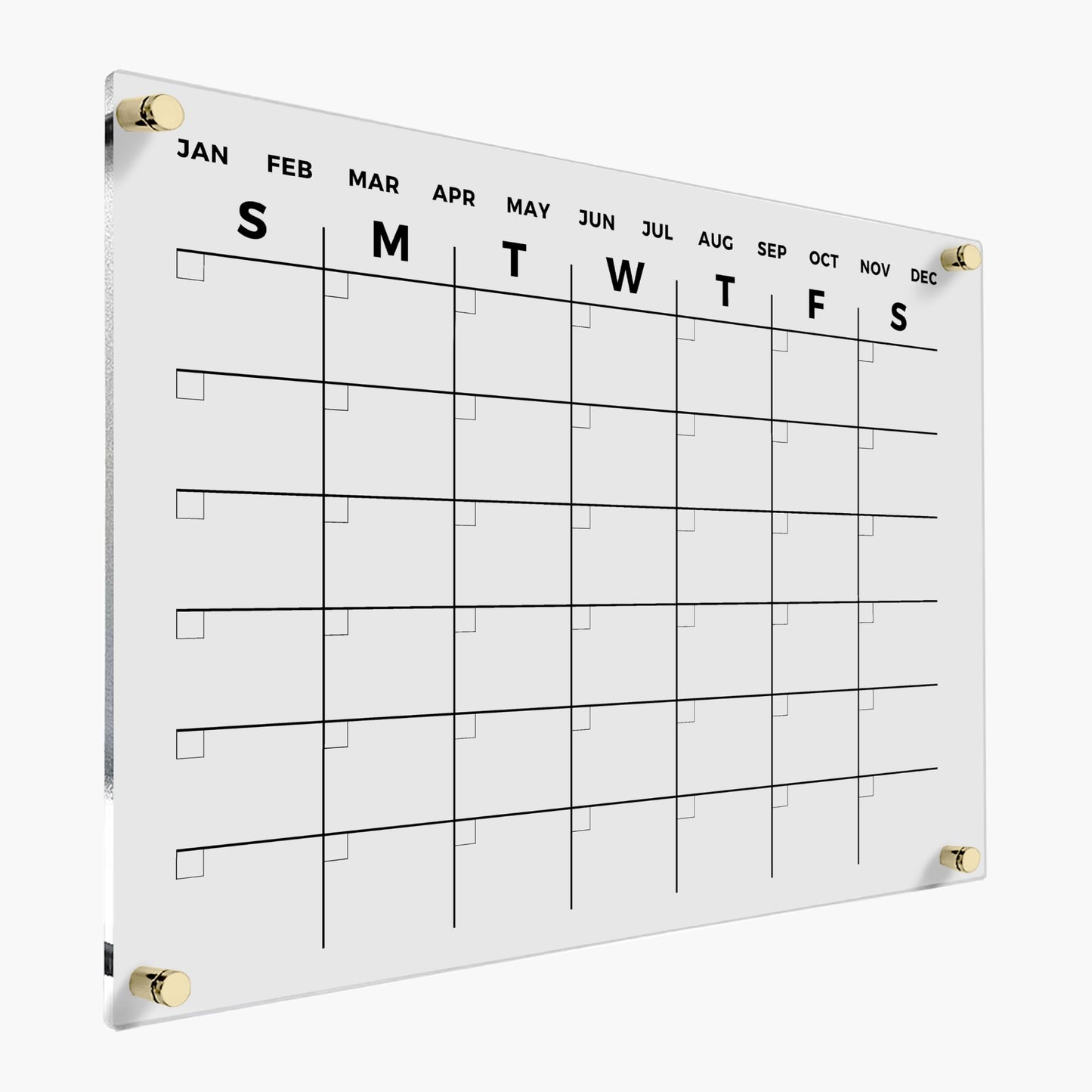 Acrylic Dry Erase Monthly Wall Calendar - Reusable Planner Board, Family Schedule Organizer, Office Schedule Board (Gold Standoff, 40"x28")