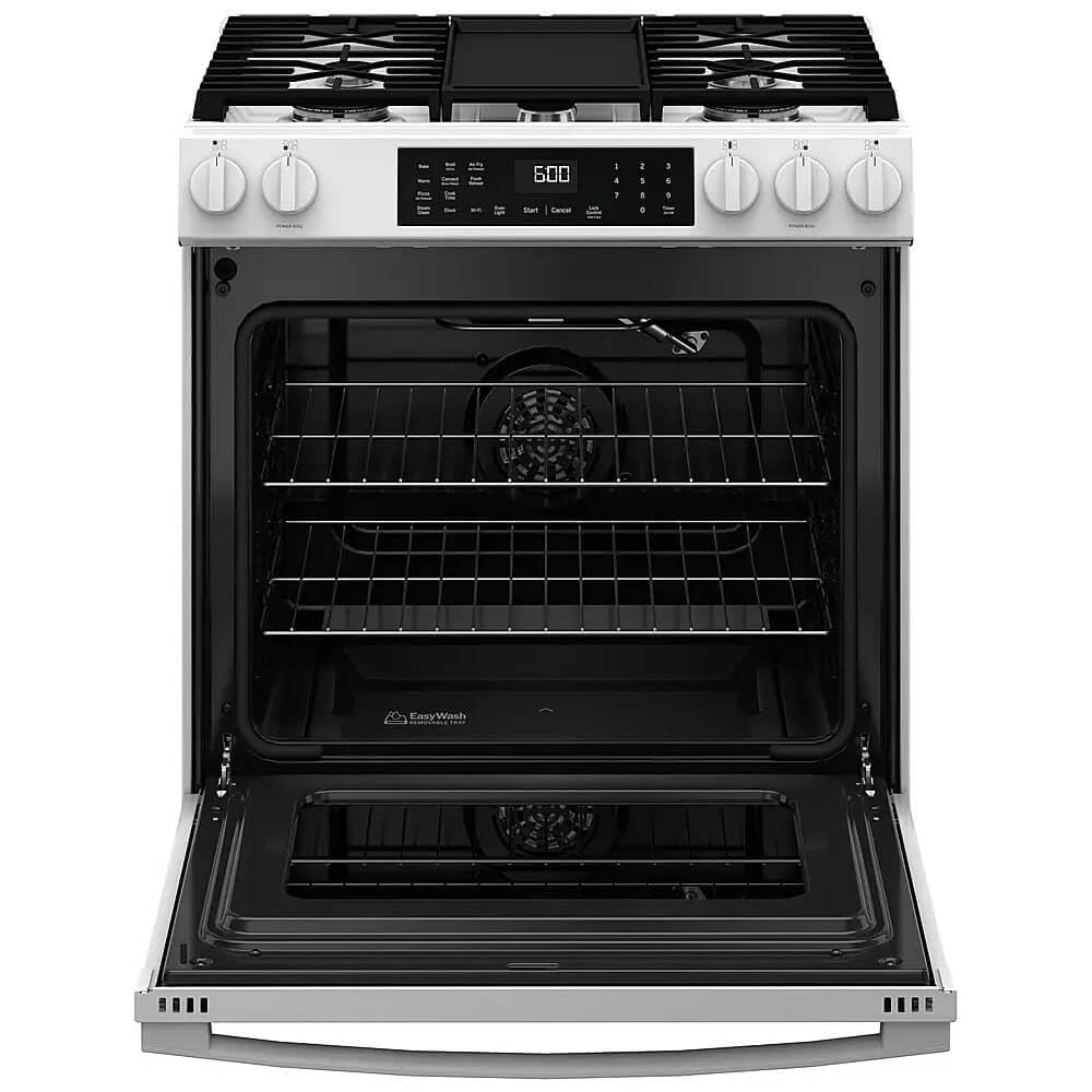 GE GGS600AVWW 5.3 Cu. Ft. White Slide-In Gas Convection Range