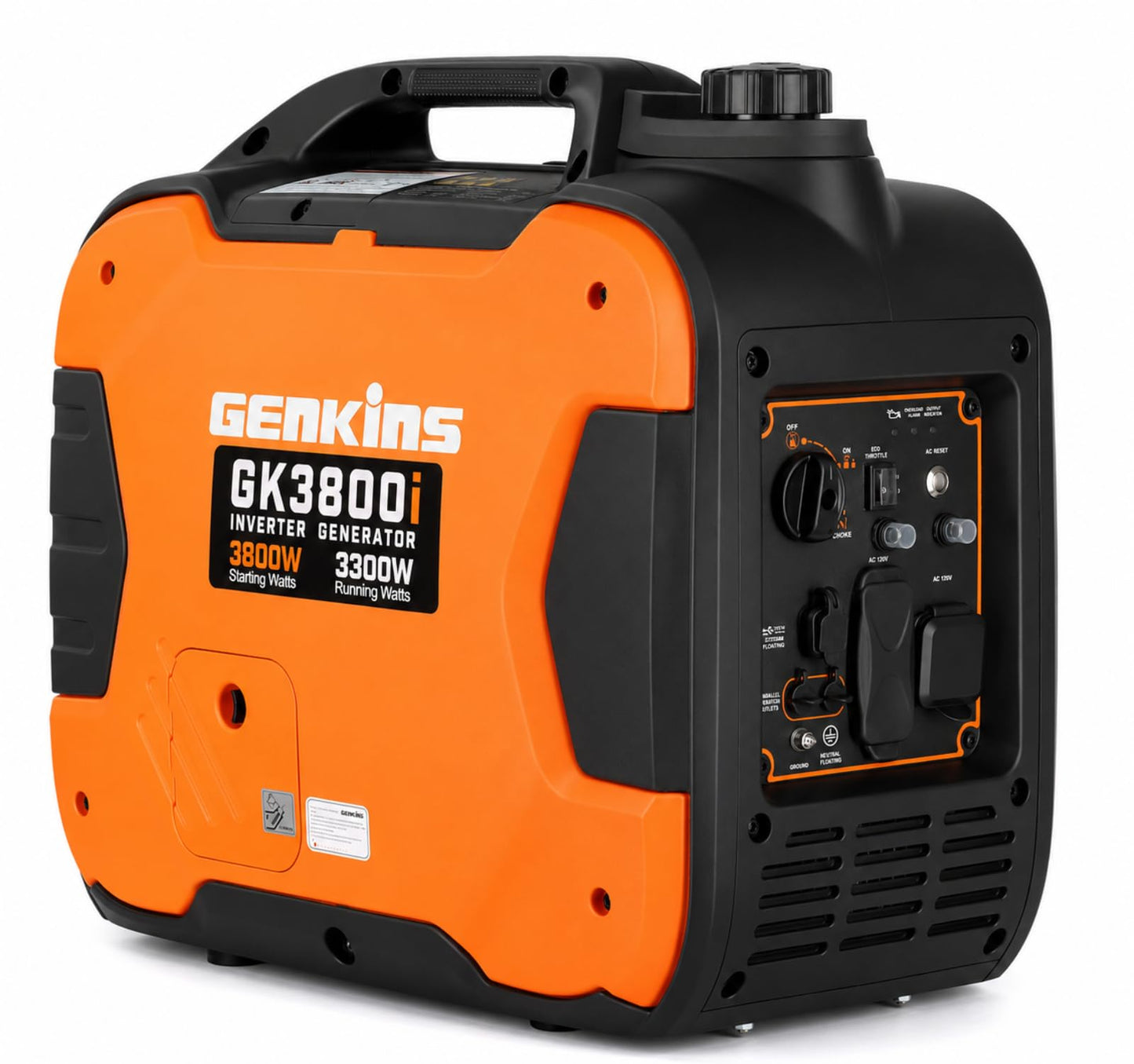 GENKINS 3800W Portable Parallel Capable Inverter Generator,Gas Powered,CO Sensor & ESC Fuel-Saving,Ultra Quiet, RV Ready, Ideal for Camping & Outdoor Use, EPA Compliant
