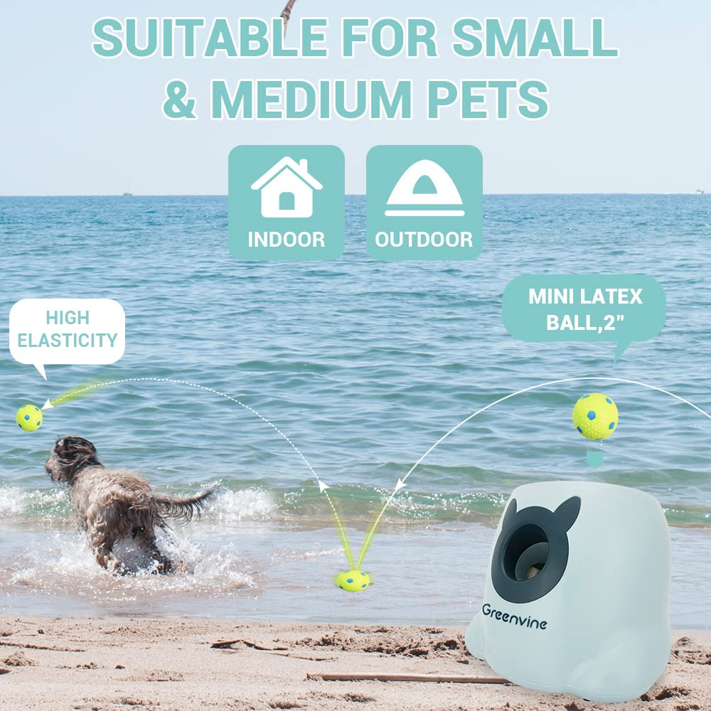 Greenvine Automatic Dog Ball Launcher Interactive Ball Thrower Fetch it Machine for Dogs with 6 Durable High Elasticity Latex Balls Included