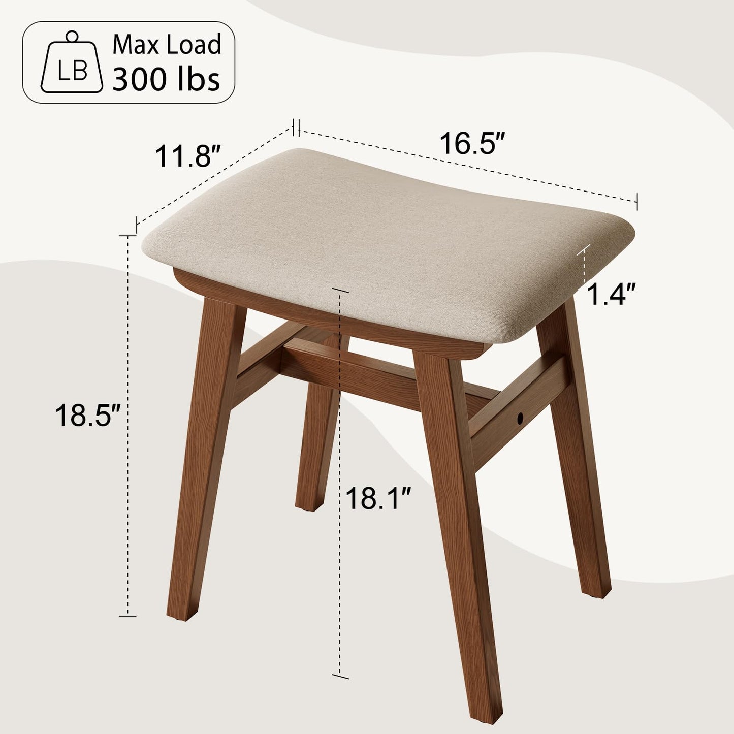 Muwuele Small Vanity Desk and Vanity Stool Bundle, Vanity Set with Mirror and Stool and Lights, Solid Wood Vanity Desk and Chair Set, Makeup Vanities & Vanity Benches (Vanity 23.6 inch Wide, Walnut)