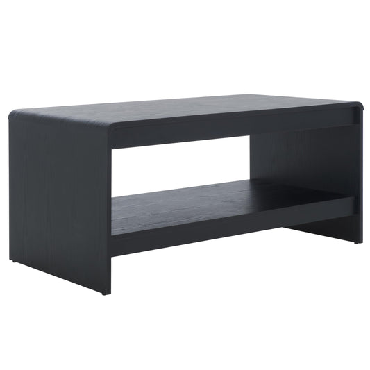 SAFAVIEH Home Collection - Arsenio Coffee Table, Black Finish with Lower Shelf (COF3100B)
