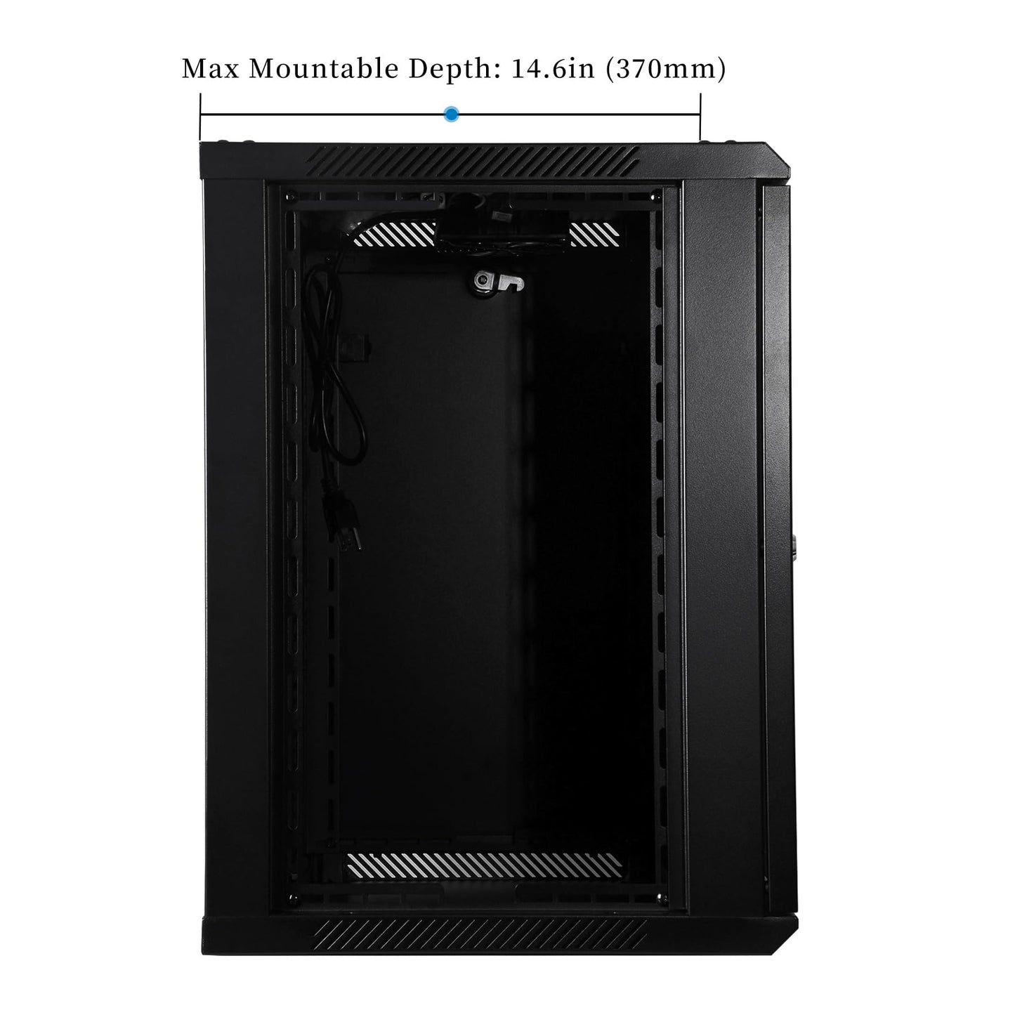 RackPath 12U Wall Mount Network Rack Cabinet – Quiet Cooling Fan, Locking Glass Door, 17.7" Deep (450mm), Removable Locking Side Panels, Fits 19" IT & A/V Equipment