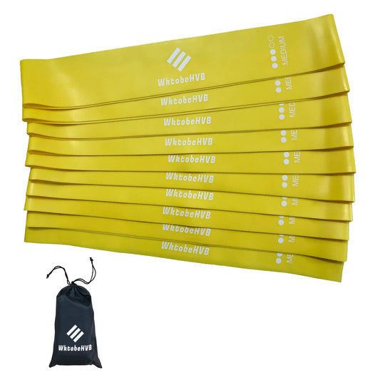 WktobeHVB Resistance Loop Exercise Bands-Stretch Bands for Working Out with Carry Bag-Elastic Band for Physical Therapy, Rehab, Yoga, Pilates and Strength Training (12×2 Inch, Yellow 10 Pack (Medium))