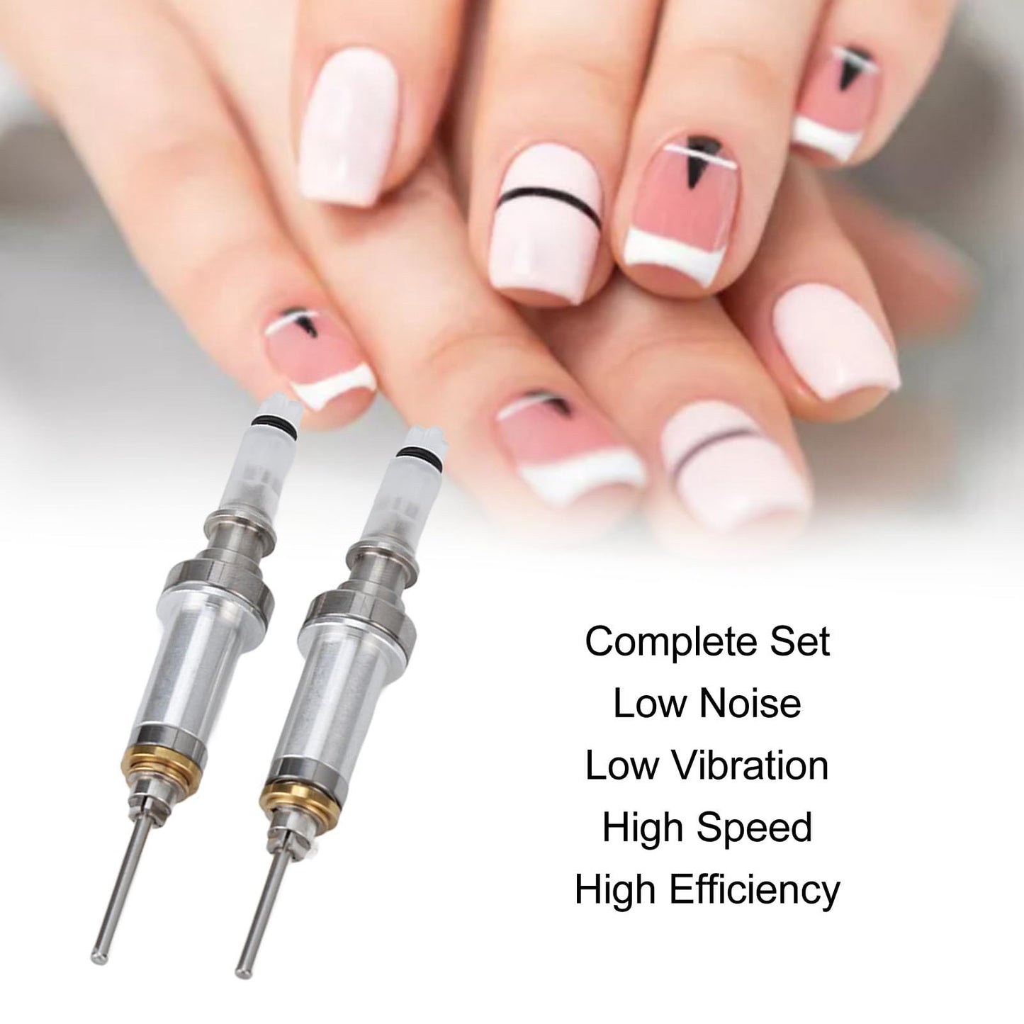 Nail Drill Spindles, 2Pcs Nail Drill Spindle Complete Set Nail Polisher Handle Professional Electronic Machine Bearing Nail Drill Accessories Kit for Nail Salon Manicure Pedicure