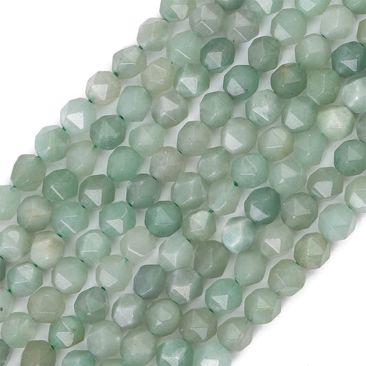 BEADIA Faceted Natural Green Aventurine Jade Stone Round Beads 6mm 36cm/Strand for Jewelry Making