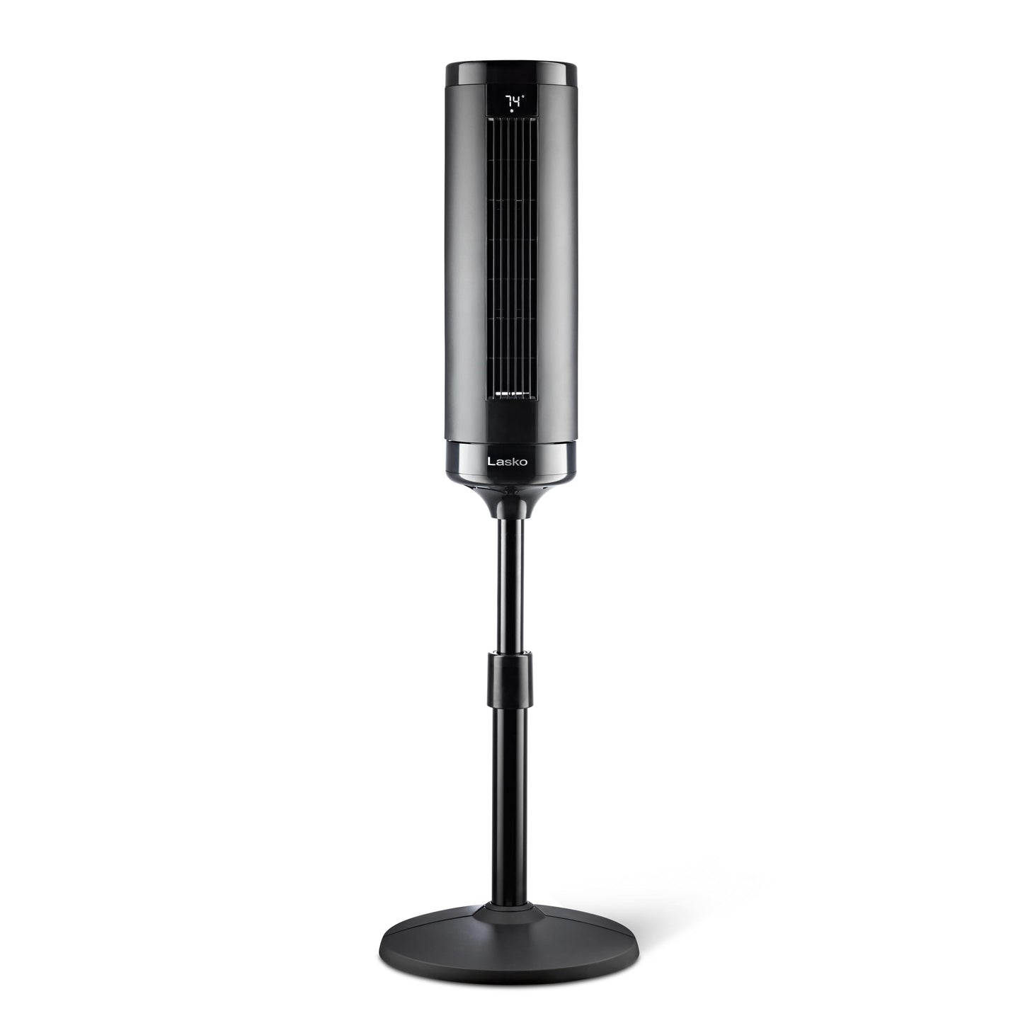 Lasko Elevation Adjustable Tower Fan 42”-54”, Pedestal Fan, 31 ft/s Airflow, Quiet 28 dB, 90° Oscillation, 12h Timer, Remote, Black, EST100