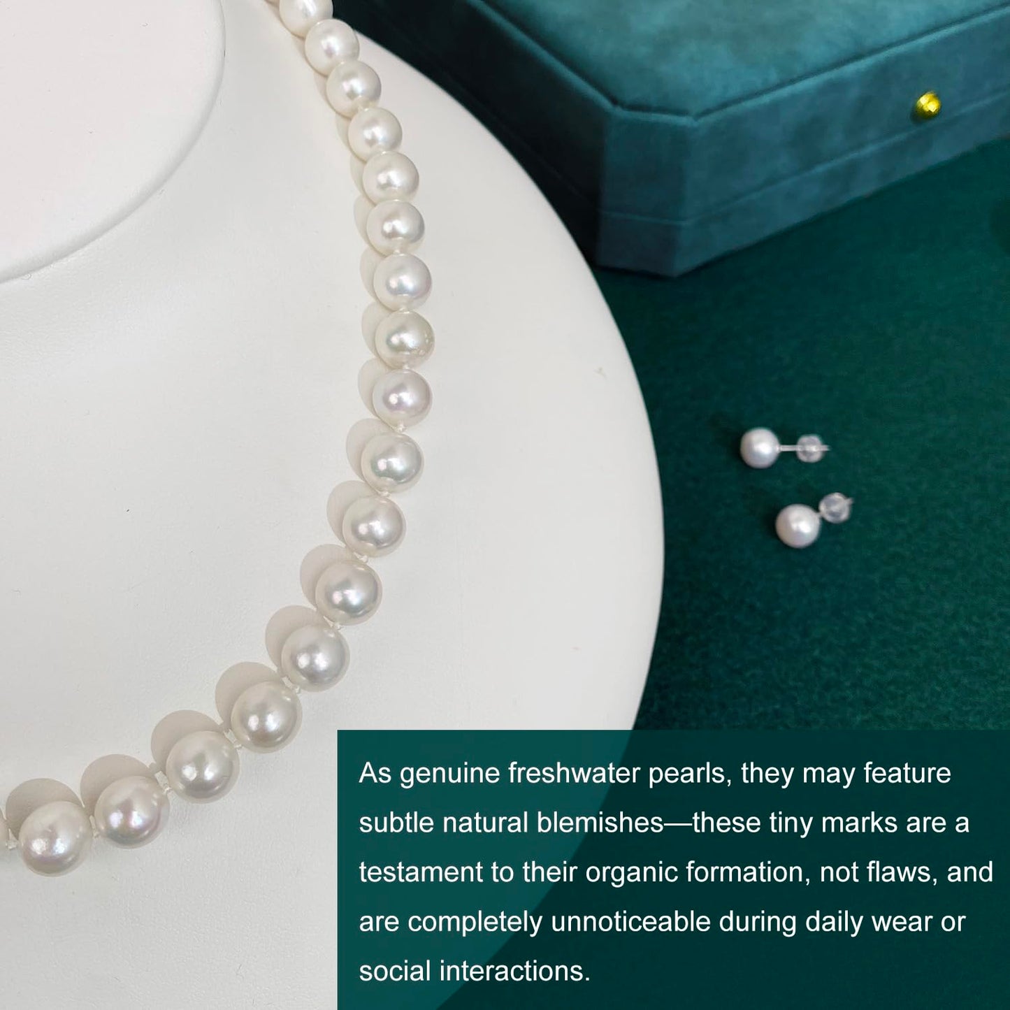 ZoVanHee Freshwater Cultured Pearl Necklace Set Includes Stud Earrings Genuine Pearl Jewelry Gift for Women for Mother's Day, Valentine's Day, Anniversary, Birthday, Wedding