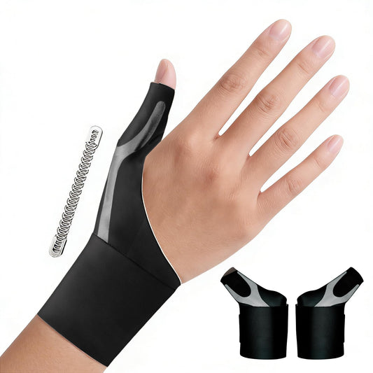 Goldeer Thumb Wrist Brace 1 Pair for Arthritis Pain Relief, Thumb Spica Splint for Carpal Tunnel, De Quervain’s Tenosynovitis & Tendinitis and TFCC, Lightweight Copper Compression Stabilizer Support for Men Women Left Right Hand（M, Black）