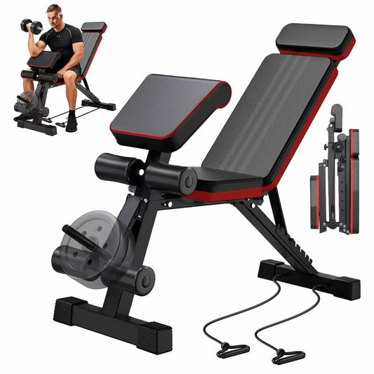 2026 Adjustable Weight Bench with Leg Extension, 770LBS Foldable Incline Decline Bench Press, 4-in-1 Workout Bench with Roman Chair & Preacher Curl, Full Body Strength Training Equipment for Home Gym