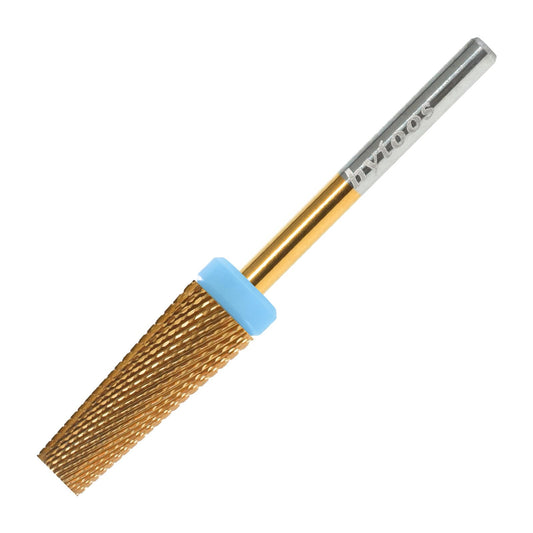 HYTOOS Titanium 5 in 1 Nail Drill Bit, 6 * 16mm Flat Top Tapered Professional Tungsten Carbide Bits for Gel Polish & Base Removal, Electric File Manicure Drills Accessories Tool,2XF