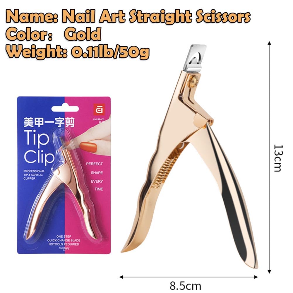 Nail Tip Cutter, U Shape Design, Stainless Steel Nail Scissors for Fake Nail Trimming, Extension Nail Shaping, French Nail DIY, Portable Groomer for Beauty Salon and Home Use.
