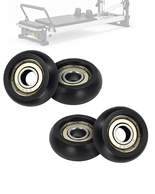 Aero Pilates Reformer Replacement Roller Set 4pcs. High-Performance Round Design, Smooth, Quiet Rollers, Easy to Install, Black
